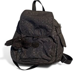 Kipling City Mini Backpack Pattern Black with Monkey